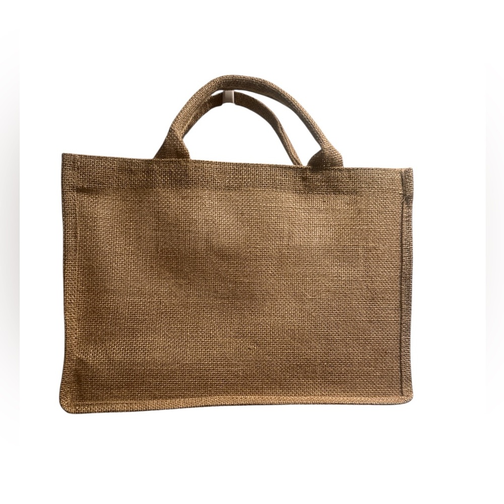 Stella Rosa Tan and Cream Burlap Tote Bag with Transparent Panel used for Wine - Picture 4 of 5